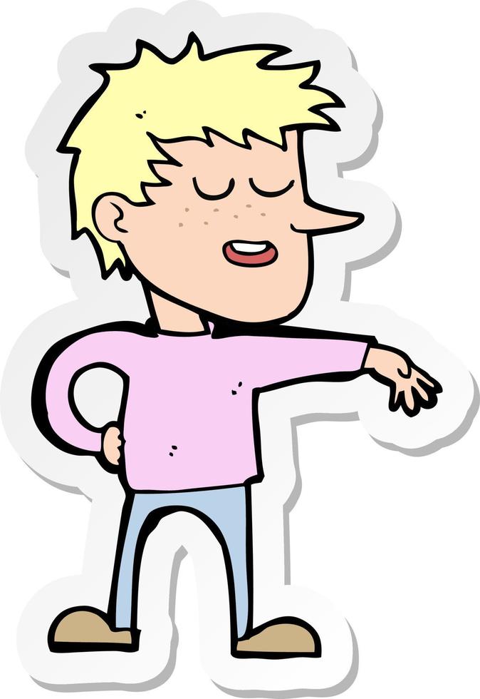 sticker of a cartoon man making dismissive gesture vector