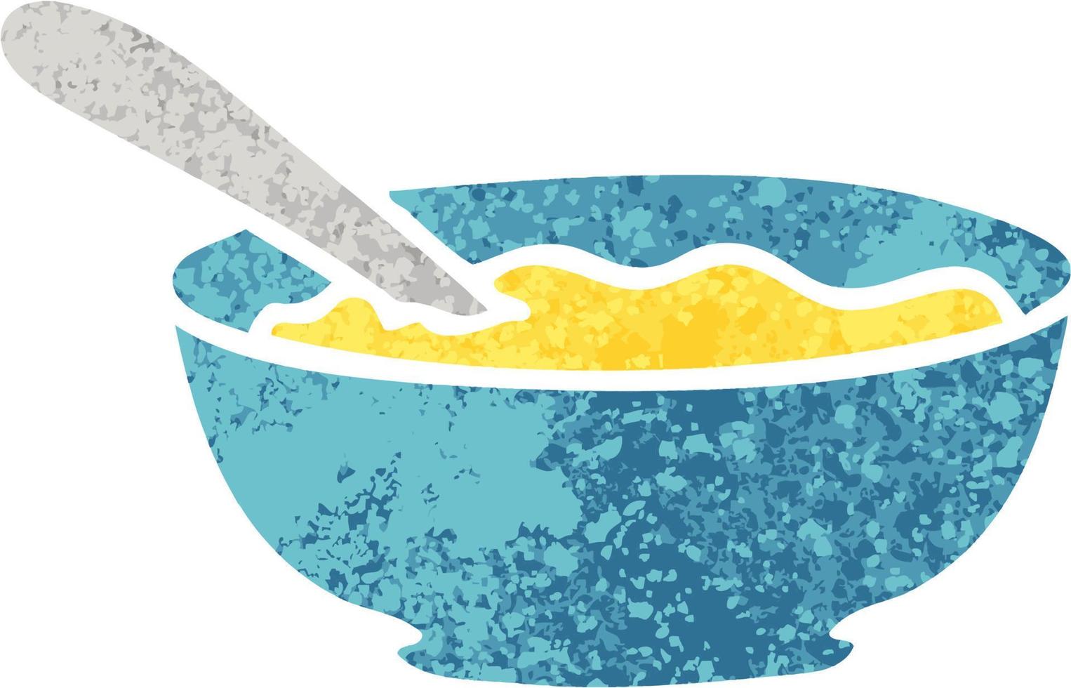 quirky retro illustration style cartoon bowl of soup vector