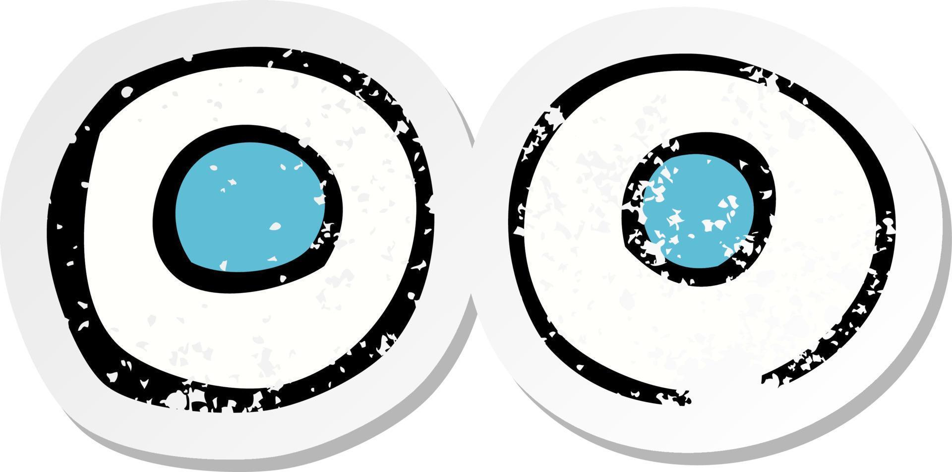 retro distressed sticker of a cartoon eyes vector