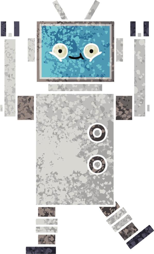 retro illustration style cartoon robot vector