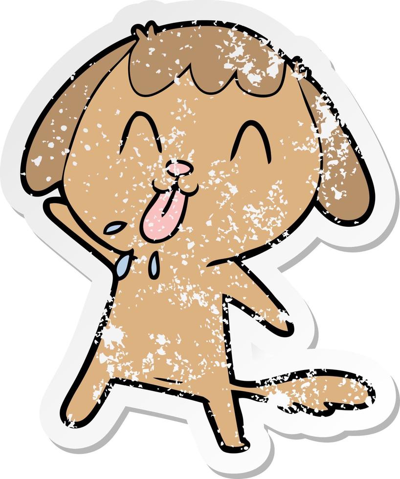 distressed sticker of a cute cartoon dog vector