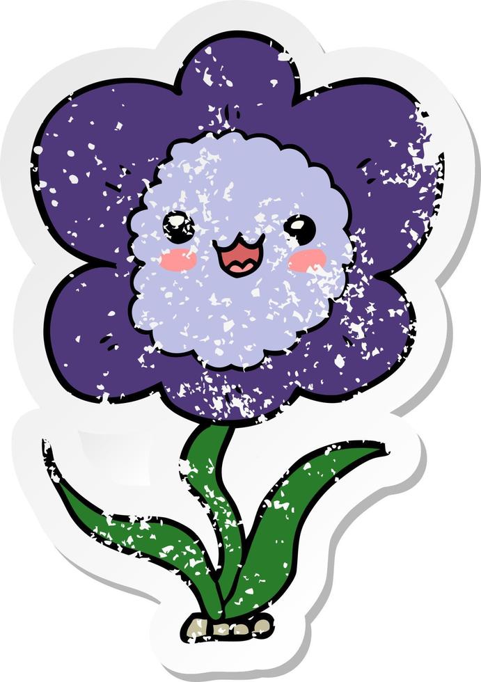 distressed sticker of a cartoon flower vector