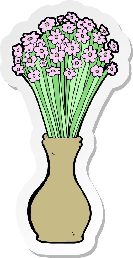 sticker of a cartoon flowers in pot vector