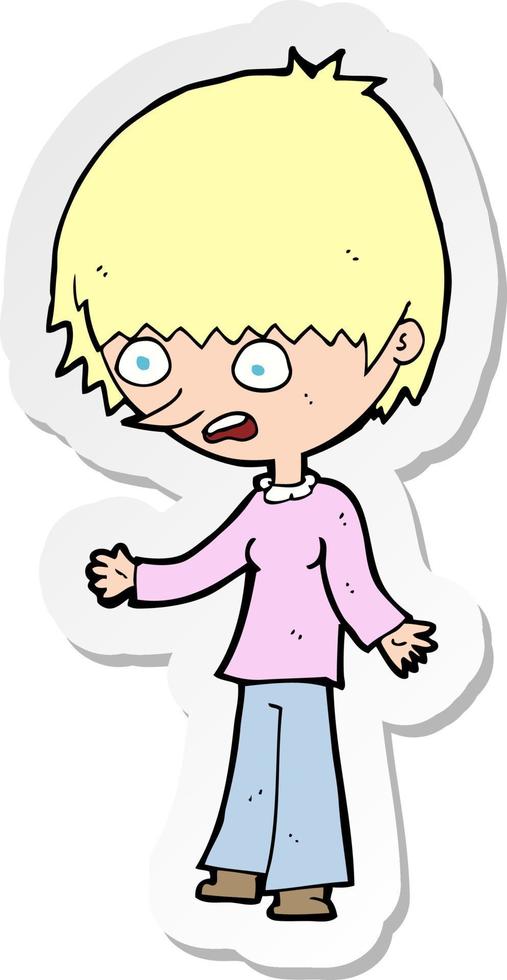 sticker of a cartoon stressed out woman vector
