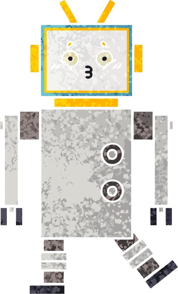 retro illustration style cartoon robot vector