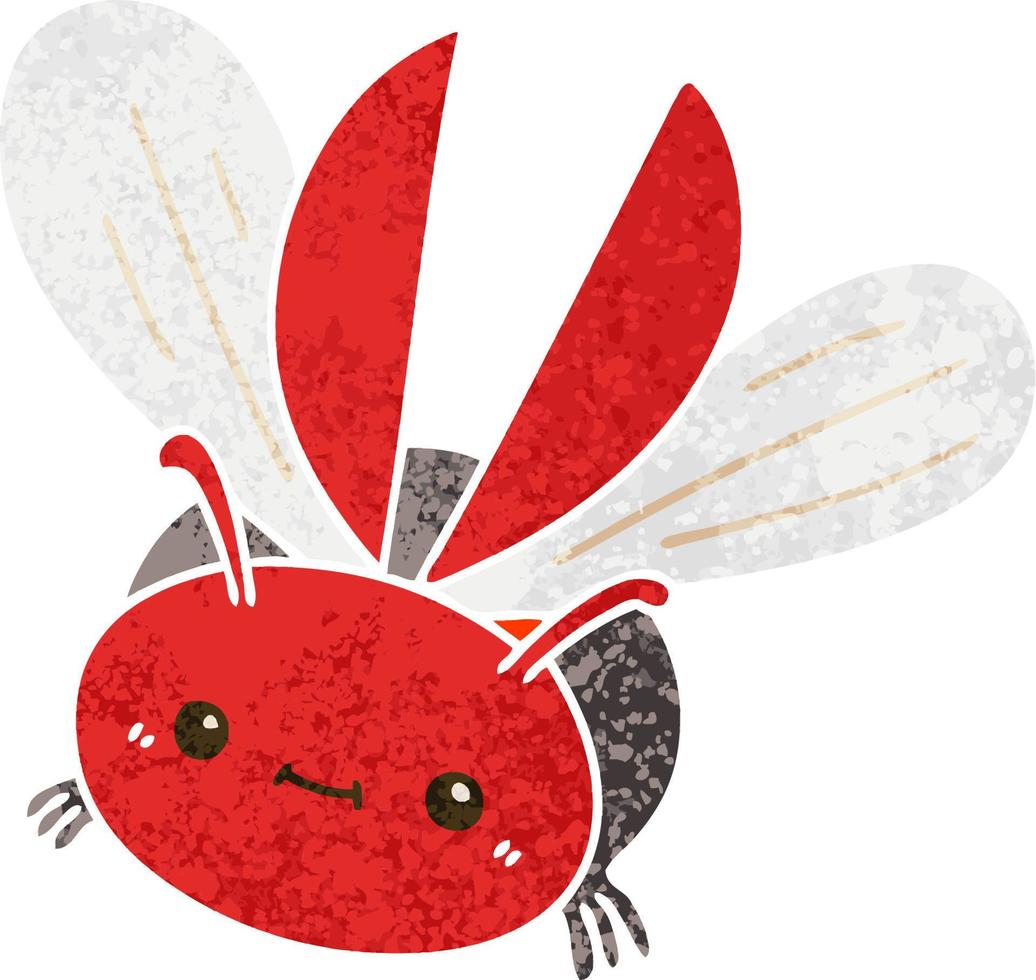 quirky retro illustration style cartoon flying beetle vector