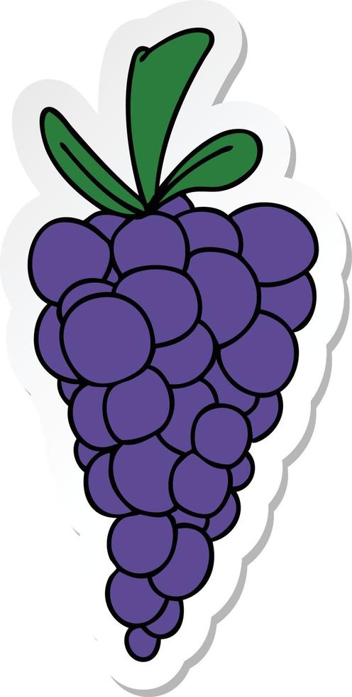 sticker of a quirky hand drawn cartoon bunch of grapes vector