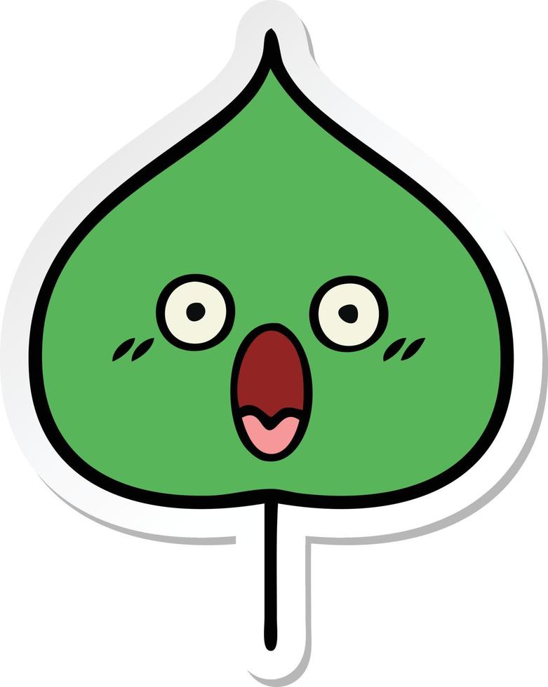 sticker of a cute cartoon expressional leaf vector