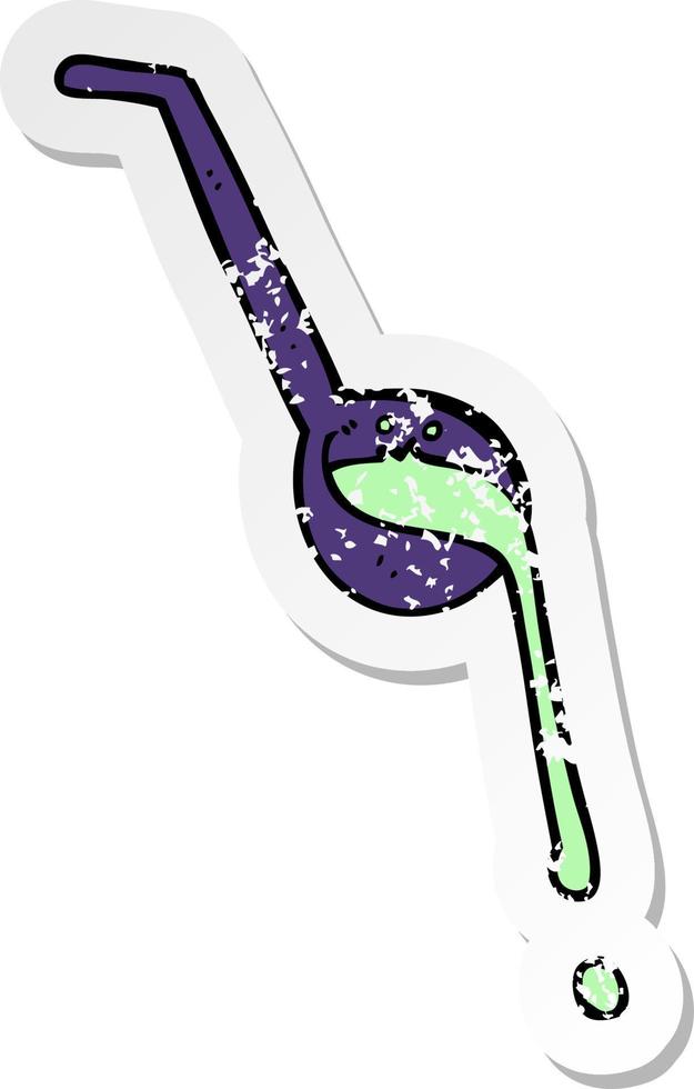 retro distressed sticker of a cartoon ladle vector