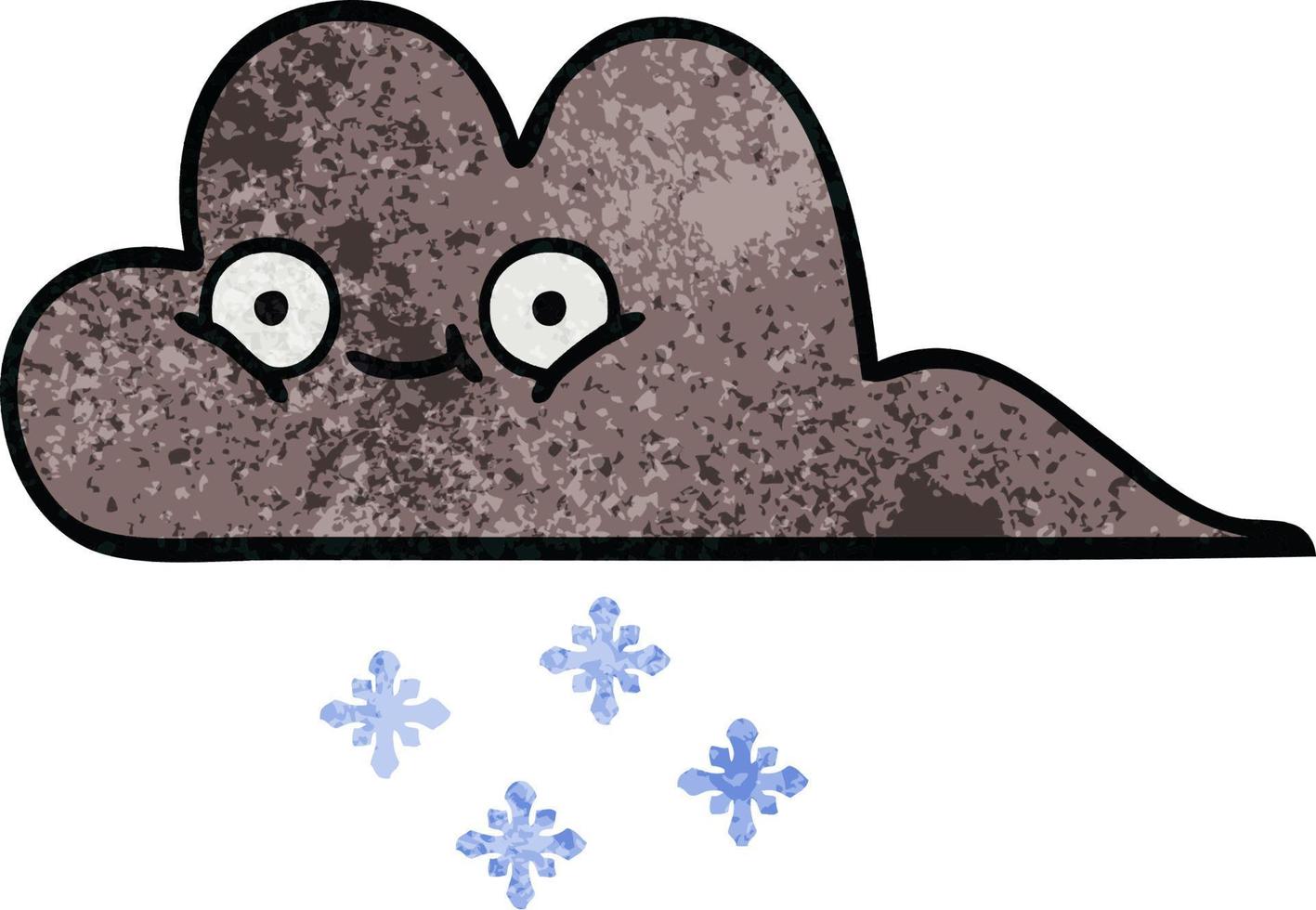 retro grunge textura dibujos animados tormenta nieve nube vector