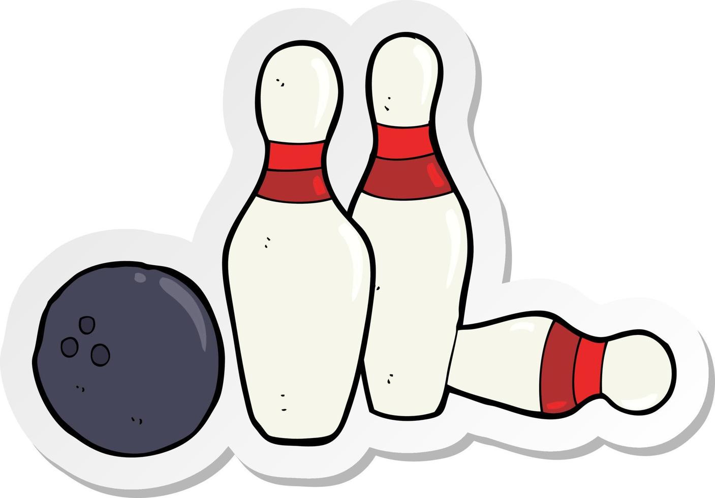 sticker of a cartoon bowling ball and skittles vector