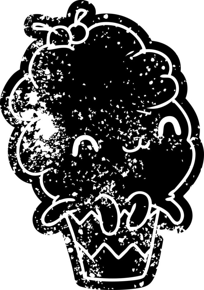 grunge icon kawaii octopus cupcake vector