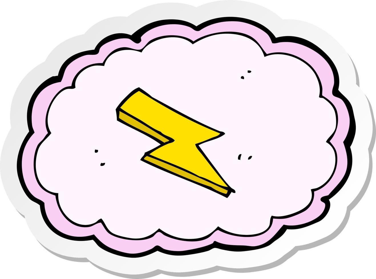 sticker of a cartoon cloud and lightning bolt symbol vector