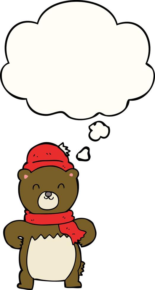 cute cartoon bear and thought bubble vector