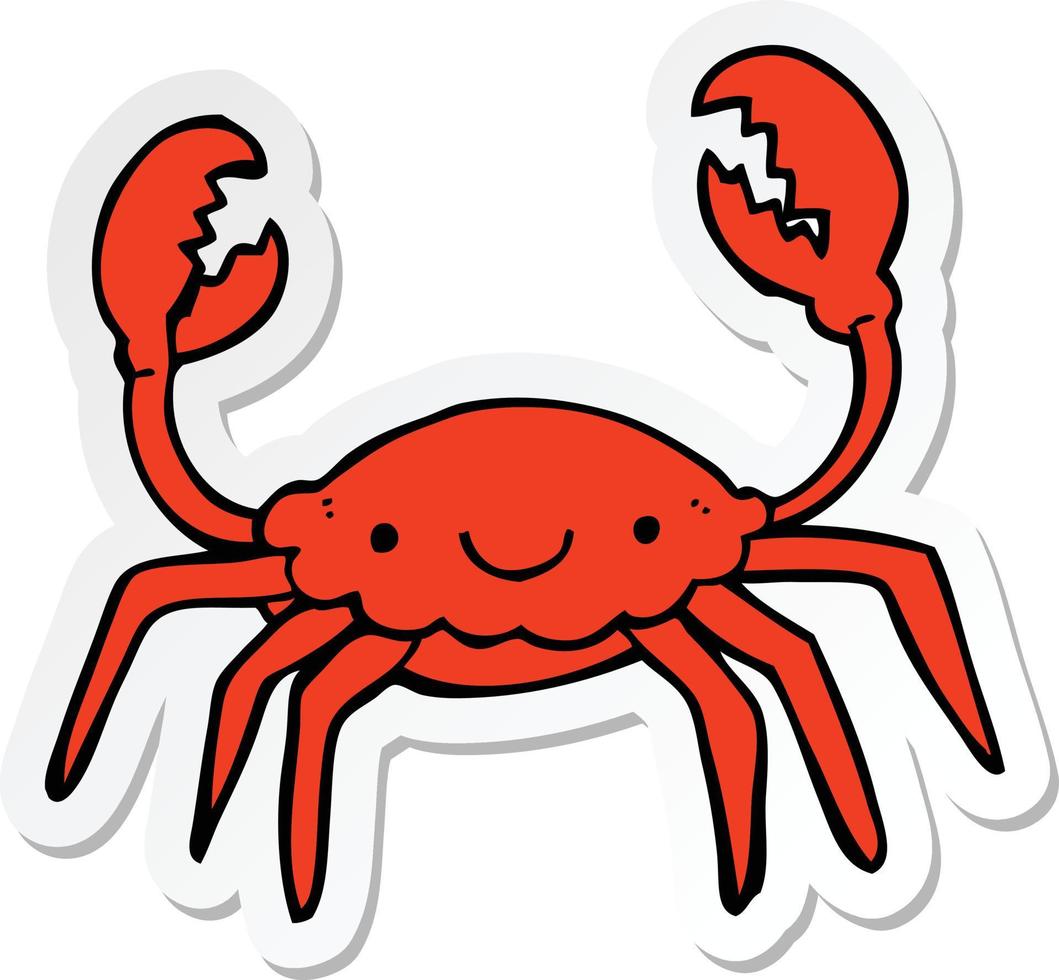 sticker of a cartoon crab vector