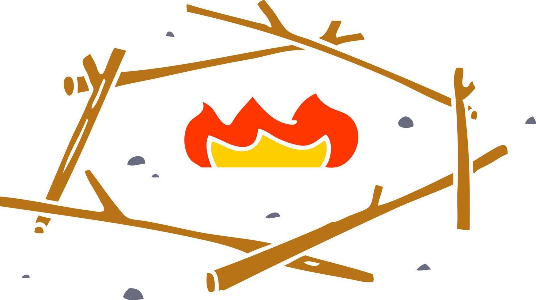 cartoon doodle of a camp fire vector