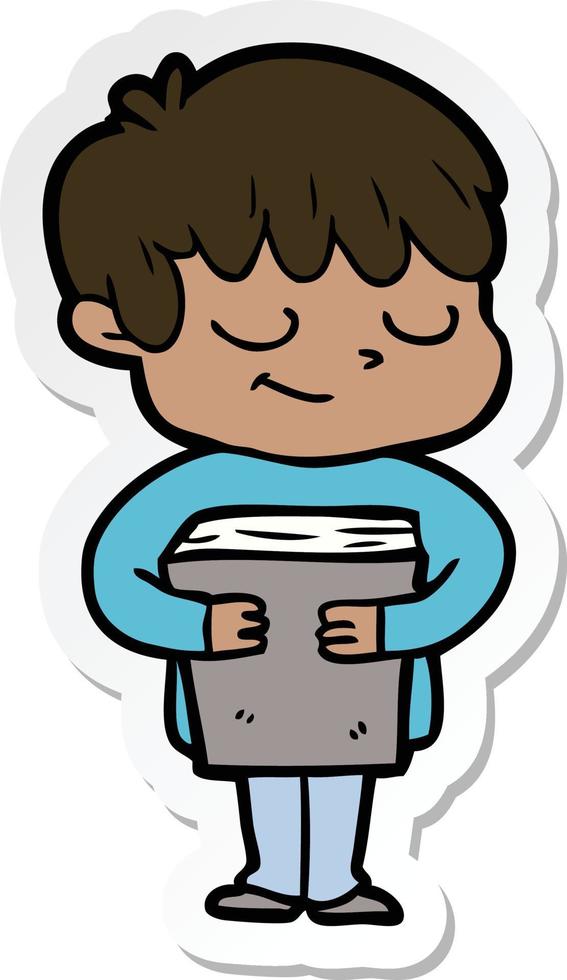 sticker of a cartoon happy boy vector
