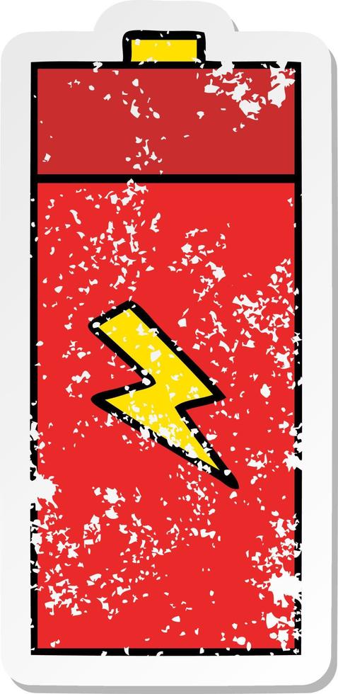 distressed sticker of a cute cartoon electrical battery vector