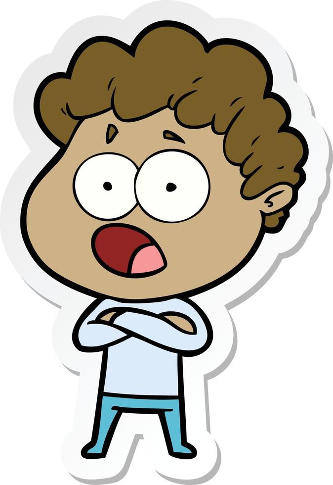 sticker of a cartoon man gasping in surprise vector