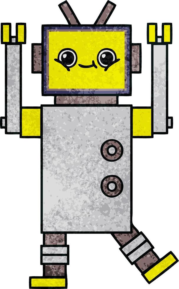 retro grunge texture cartoon robot vector