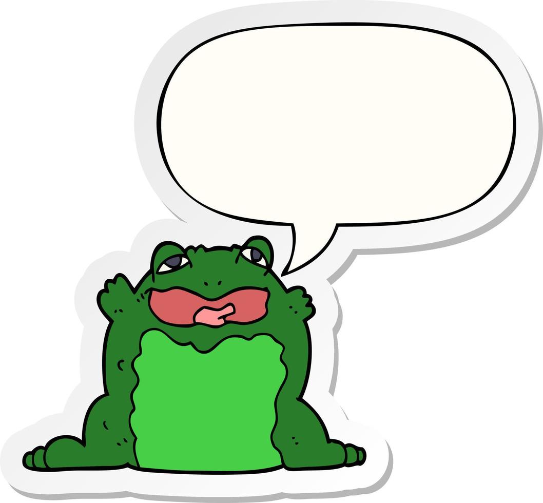 cartoon toad and speech bubble sticker vector