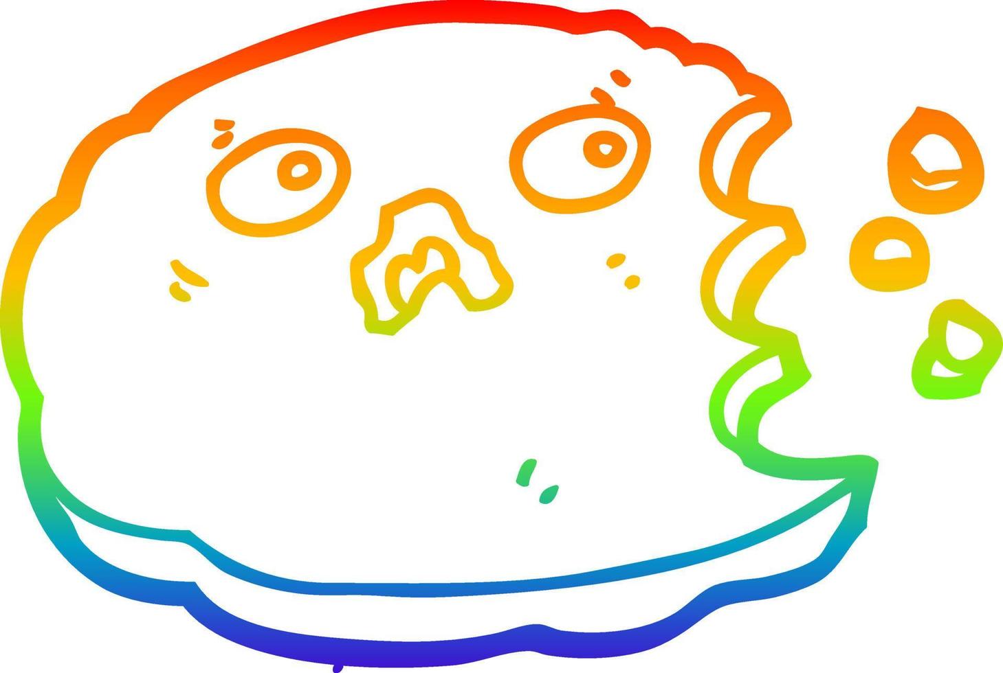 rainbow gradient line drawing cartoon cookie vector