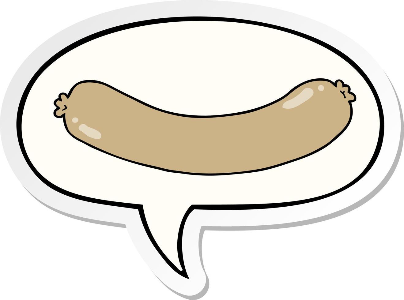 cartoon sausage and speech bubble sticker vector