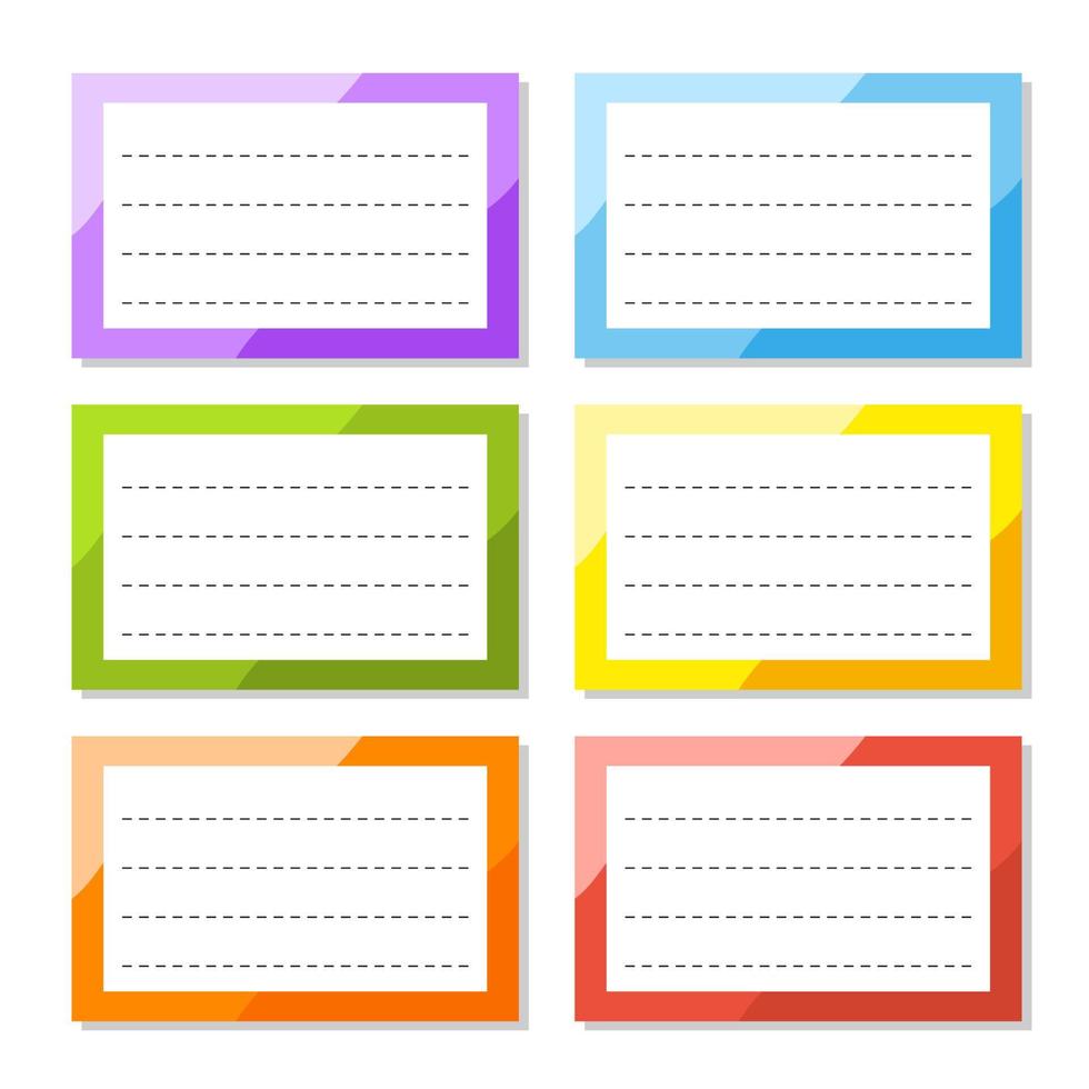 Set stickers for design. Empty template. Name tags, gift labels. Perfect for folders, daily journals, notebooks, lunch bags, pencil boxes. Rectangular label. Color vector isolated illustration.