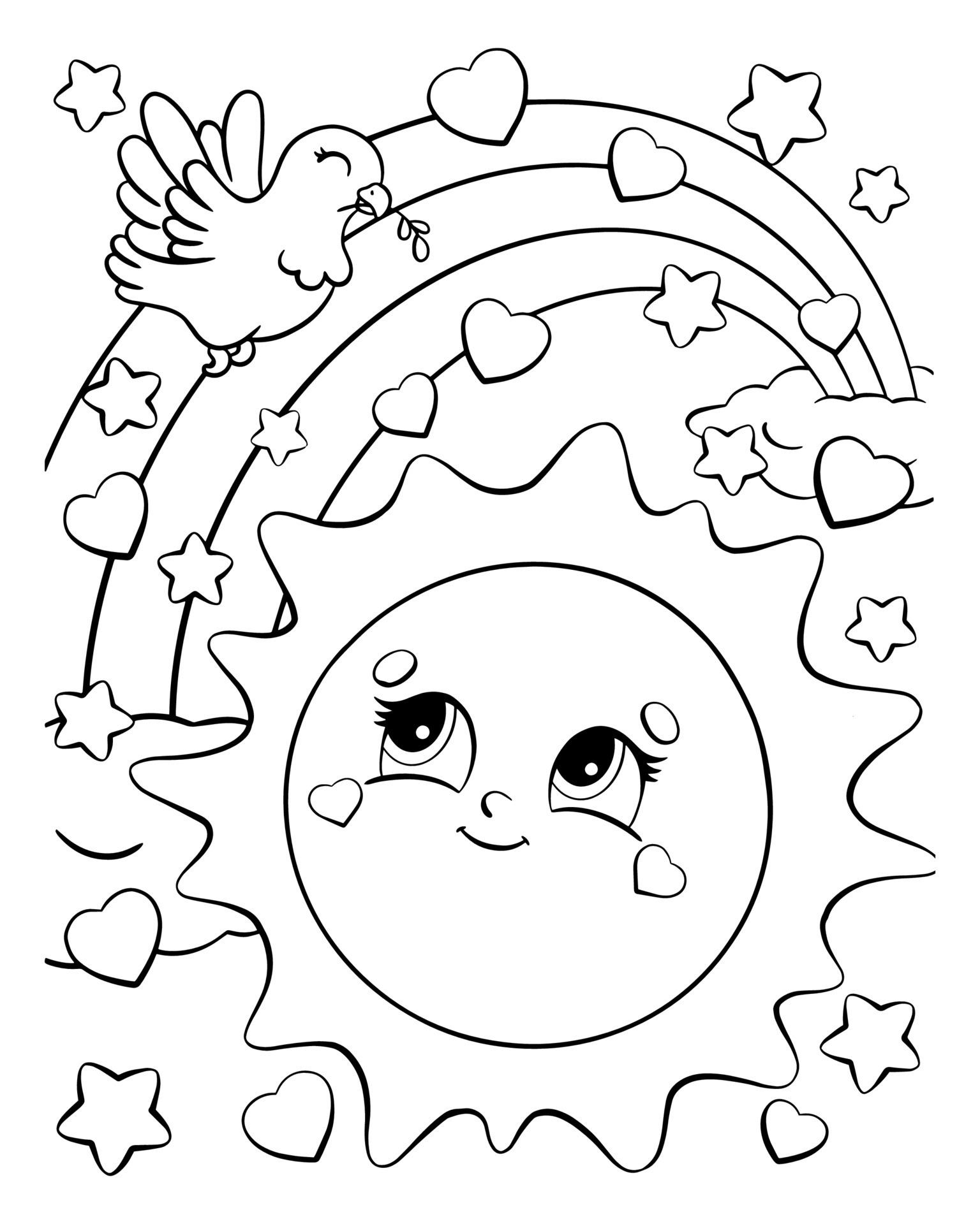 Sun and dove. Coloring book page for kids. Cartoon style character. Vector illustration isolated on white background. 8448320 Vector Art at Vecteezy Sun and dove. Coloring book page for kids. Cartoon style character. Vector illustration isolated on white background. 8448320 Vector Art at Vecteezy