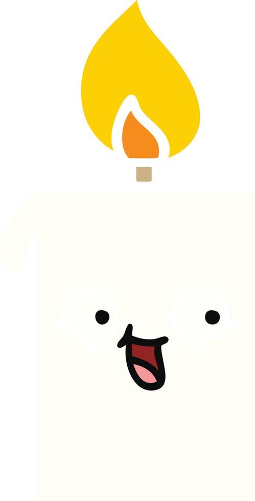 flat color retro cartoon lit candle vector
