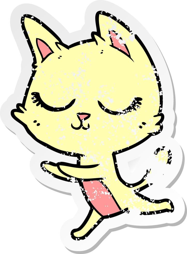 distressed sticker of a calm cartoon cat vector