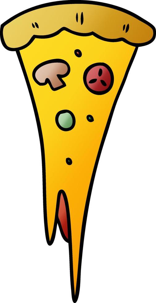 gradient cartoon doodle of a slice of pizza vector