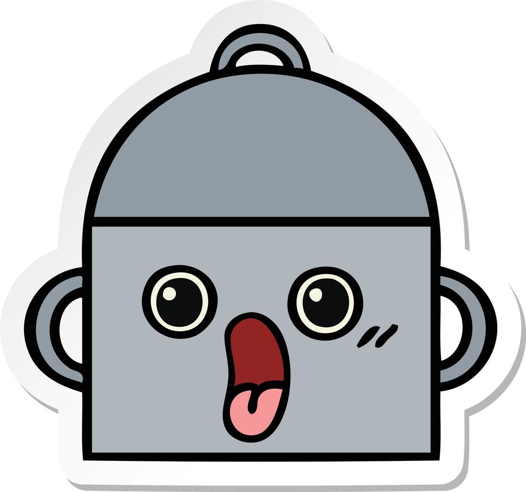 sticker of a cute cartoon cooking pot vector