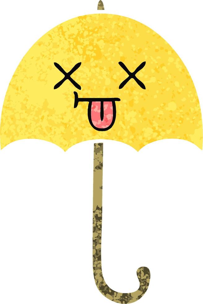 retro illustration style cartoon umbrella vector