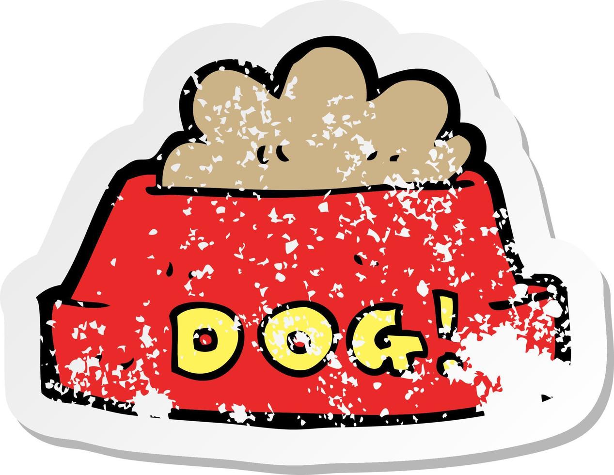 retro distressed sticker of a cartoon dog food vector