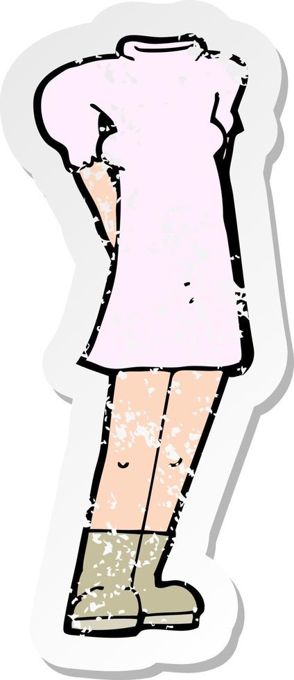 retro distressed sticker of a cartoon female body vector