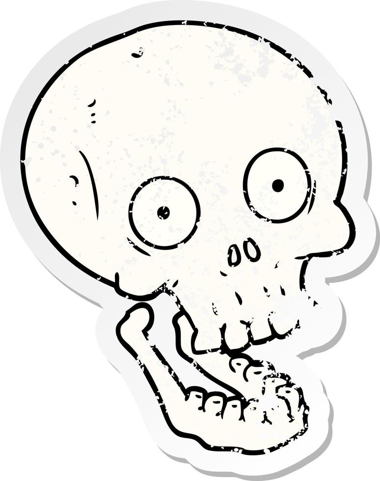 distressed sticker of a cartoon skull vector