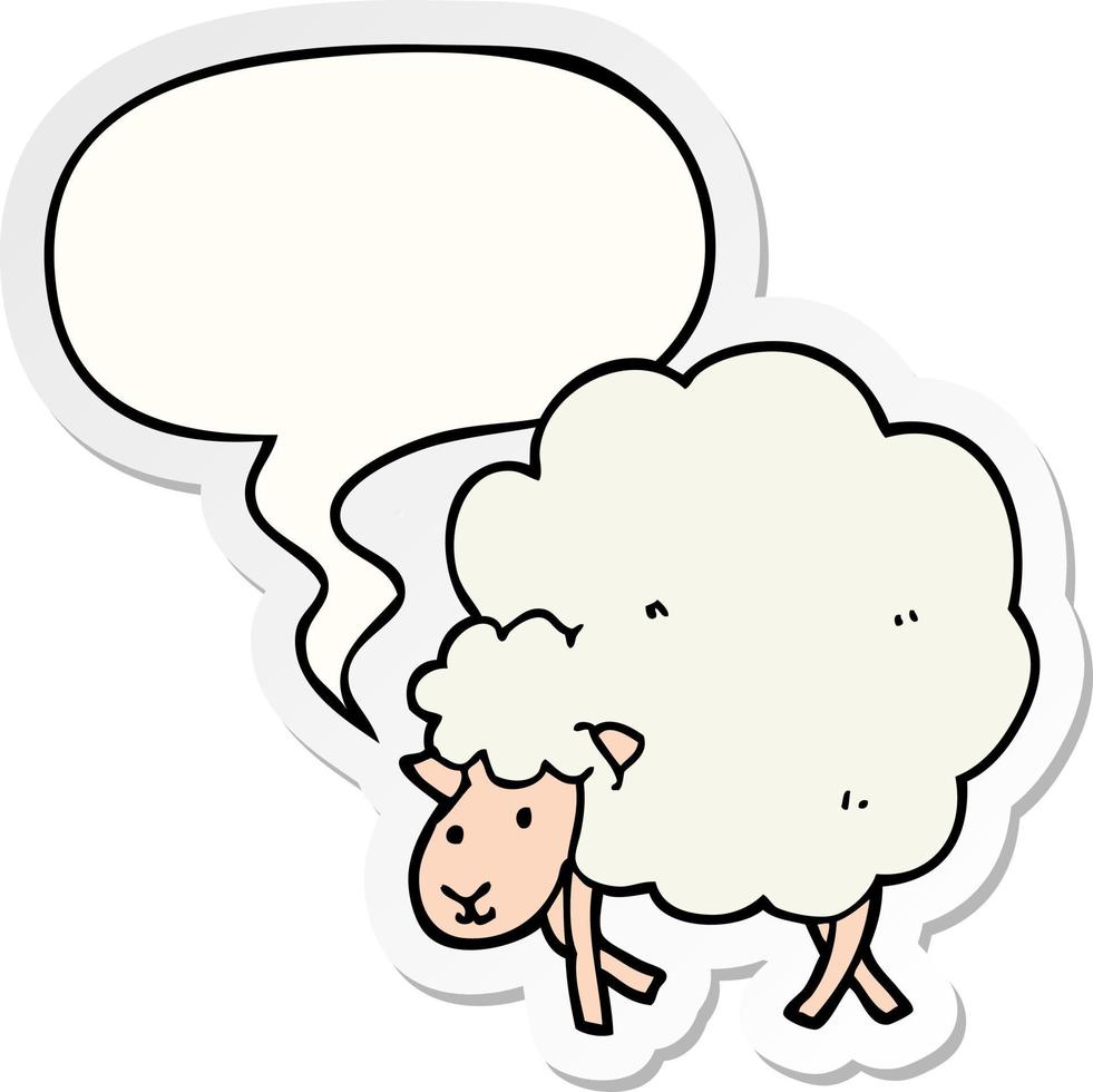 cartoon sheep and speech bubble sticker vector