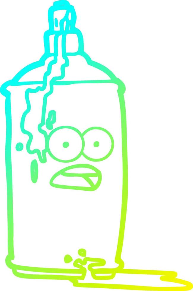 cold gradient line drawing cartoon spray paint can vector