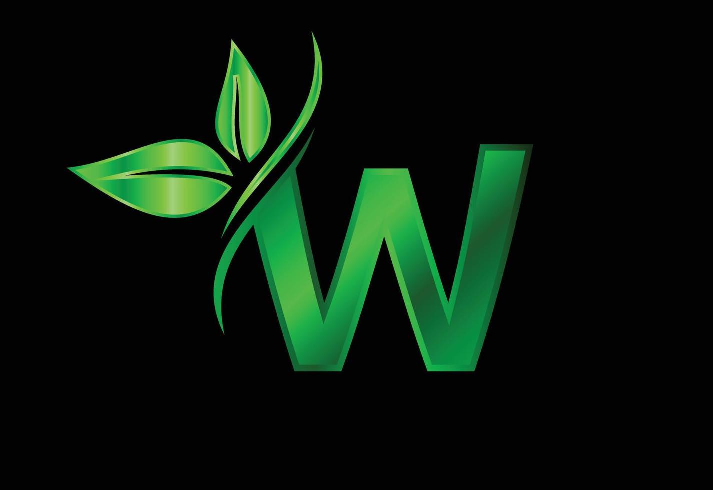 Initial W monogram alphabet with two leaves. Green eco-friendly logo concept. Logo for ecological vector