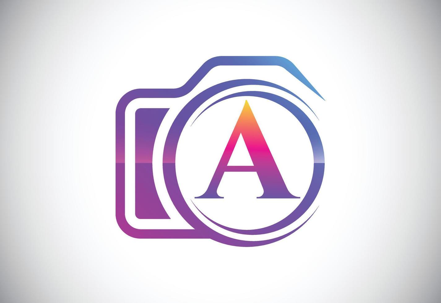 Initial A monogram letter with a camera icon. Logo for photography business, and company identity vector