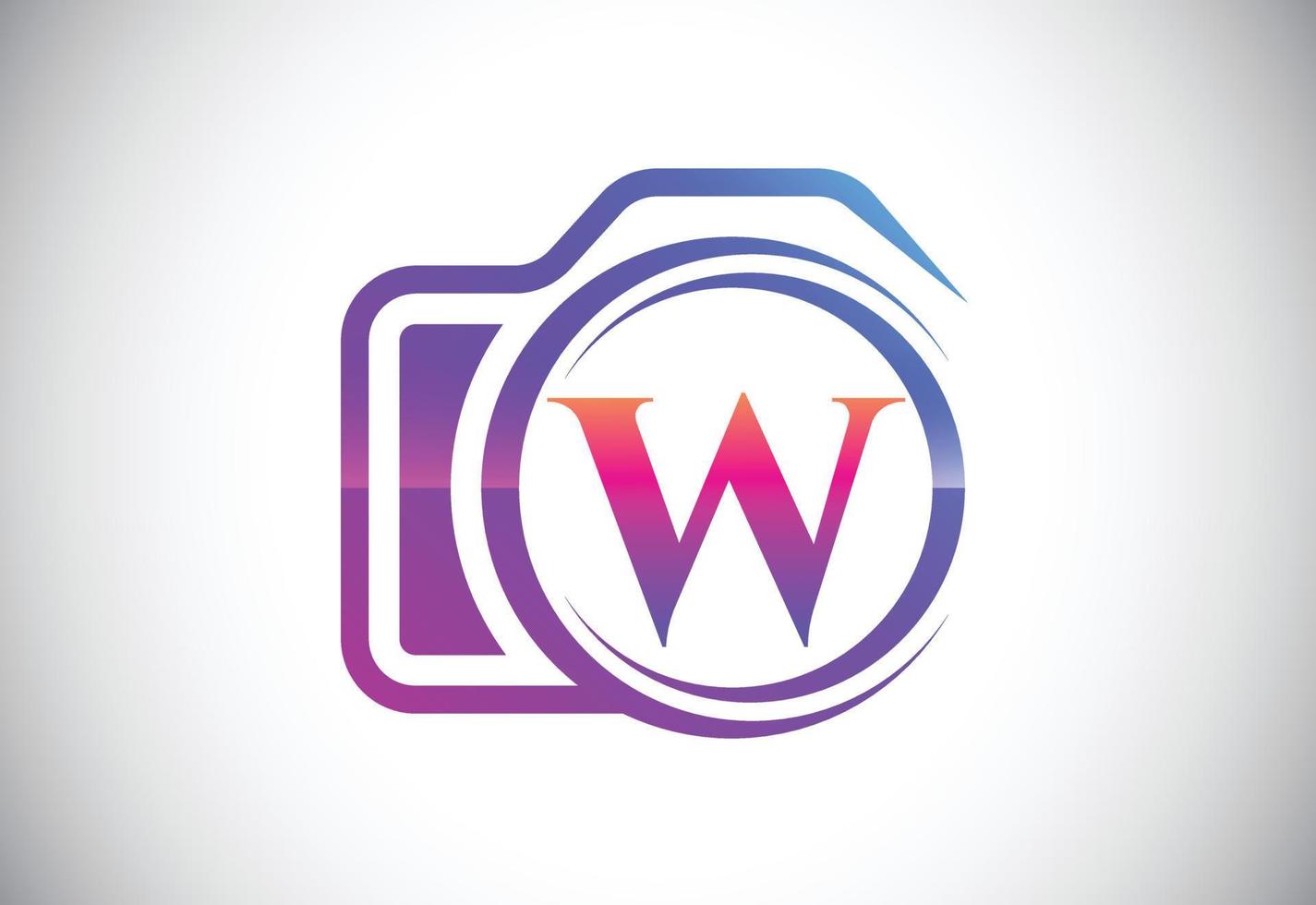 Initial W monogram letter with a camera icon. Logo for photography business, and company identity vector