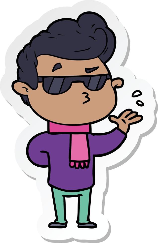 sticker of a cartoon cool guy vector