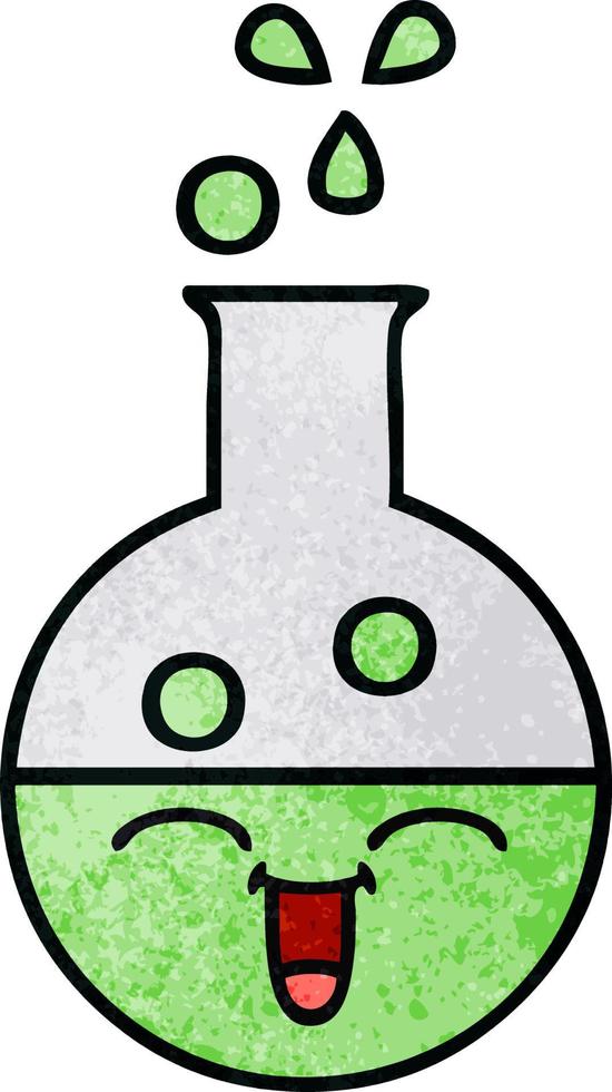 retro grunge texture cartoon test tube vector