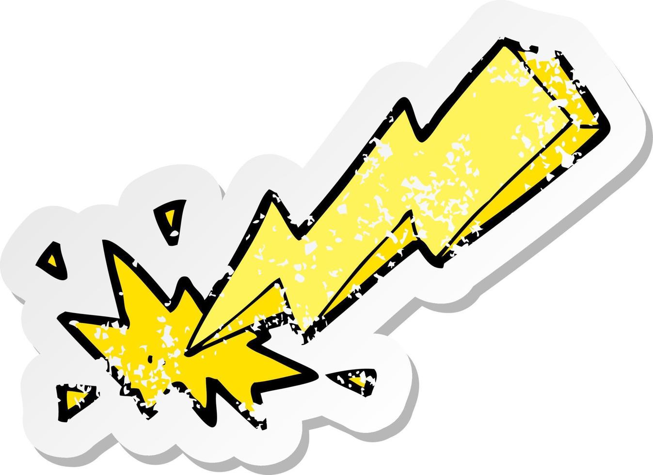 retro distressed sticker of a cartoon thunderbolt vector