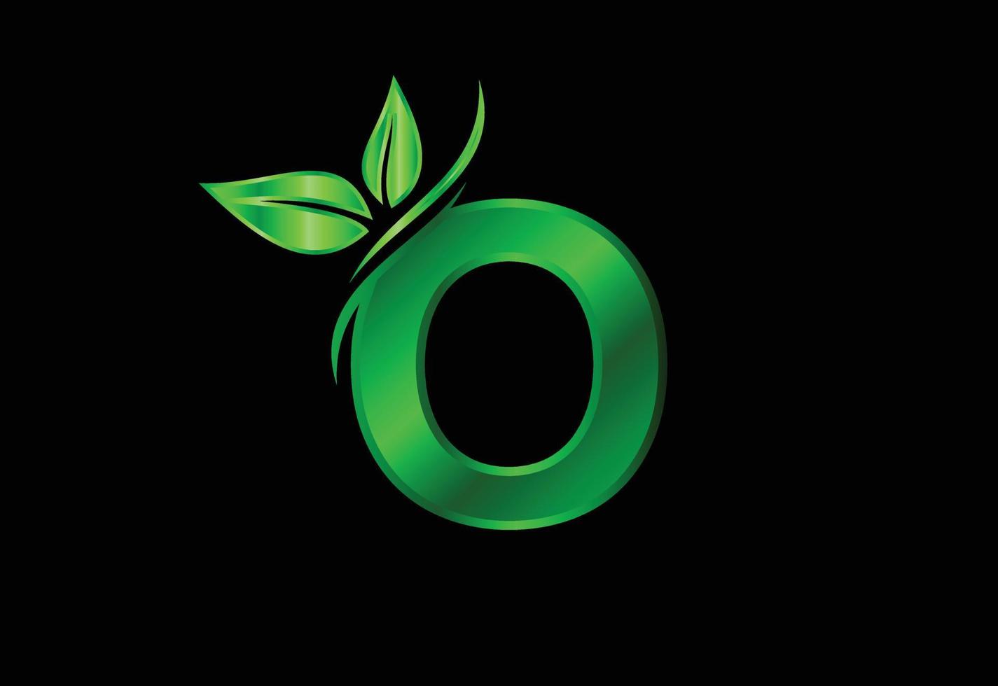 Initial O monogram alphabet with two leaves. Green eco-friendly logo concept. Logo for ecological vector