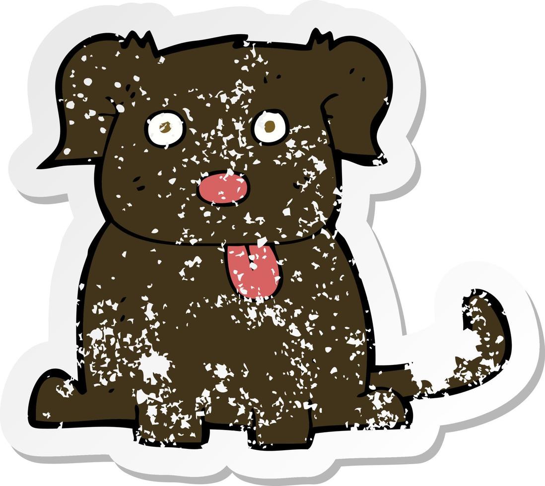 retro distressed sticker of a cartoon dog vector