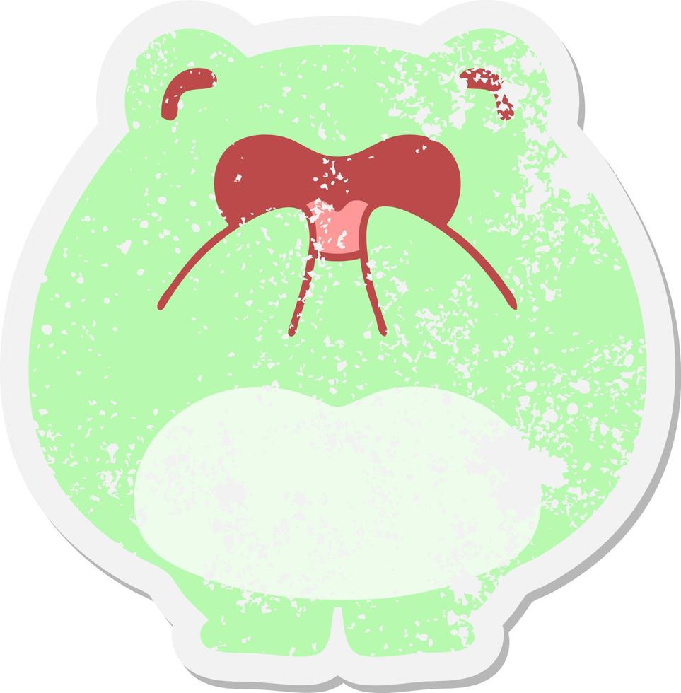 happy laughing frog grunge sticker vector