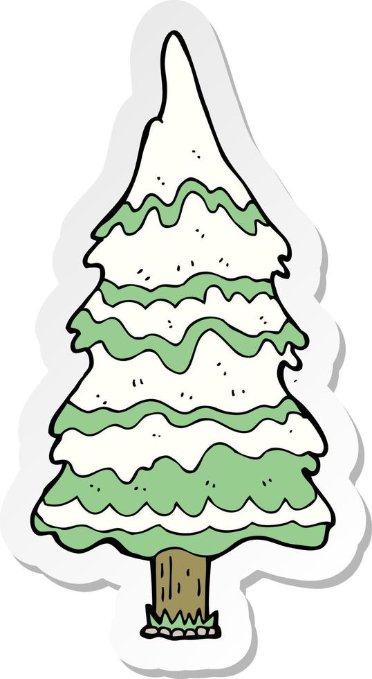 sticker of a cartoon christmas tree vector