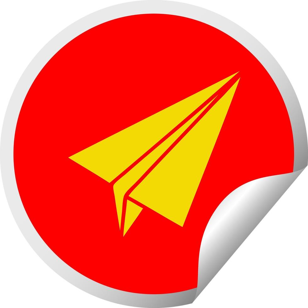 circular peeling sticker cartoon paper plane vector